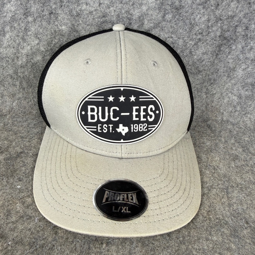 Buc-ees Est 1982 Texas Trucker Hat Proflex Gray Black Mesh Cap L/XL